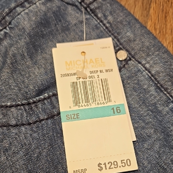 Michael Kors Chambray Wide Leg Jeans in Indigo Blue, Sz 16 - Picture 2 of 5